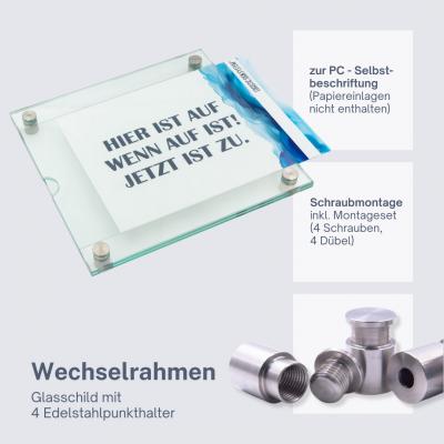 Türschild Wechselrahmen , Glasschild, Alu, Büroschild, Doppelglasschild